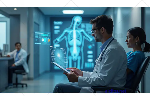 Doctors Analyzing Digital Medical Data in a High-Tech Healthcare Setting