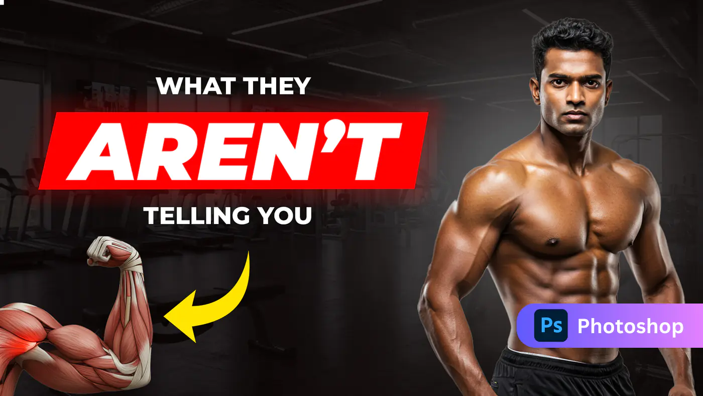 Fitness Secrets Thumbnail Template Featuring Muscular Indian Man