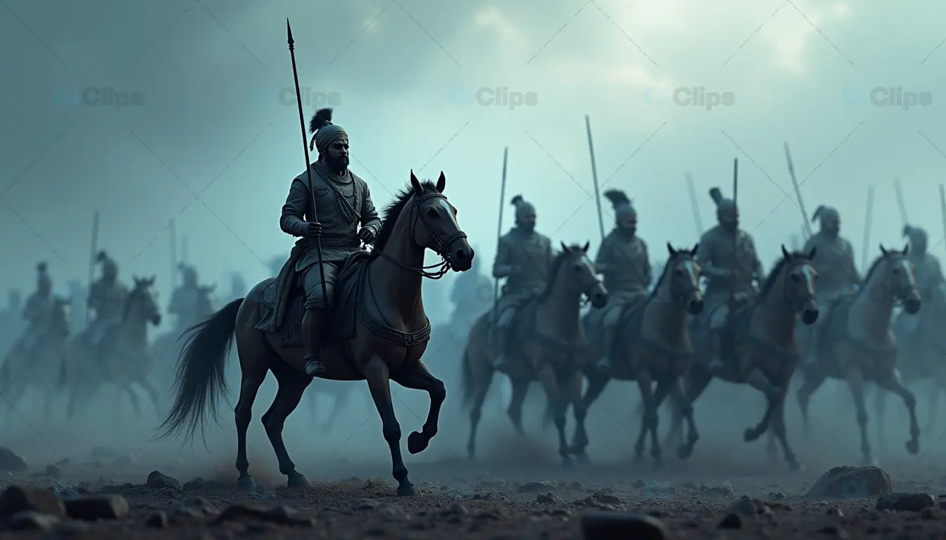 Medieval Cavalry Charge – Warriors on Horseback in Battle Formation