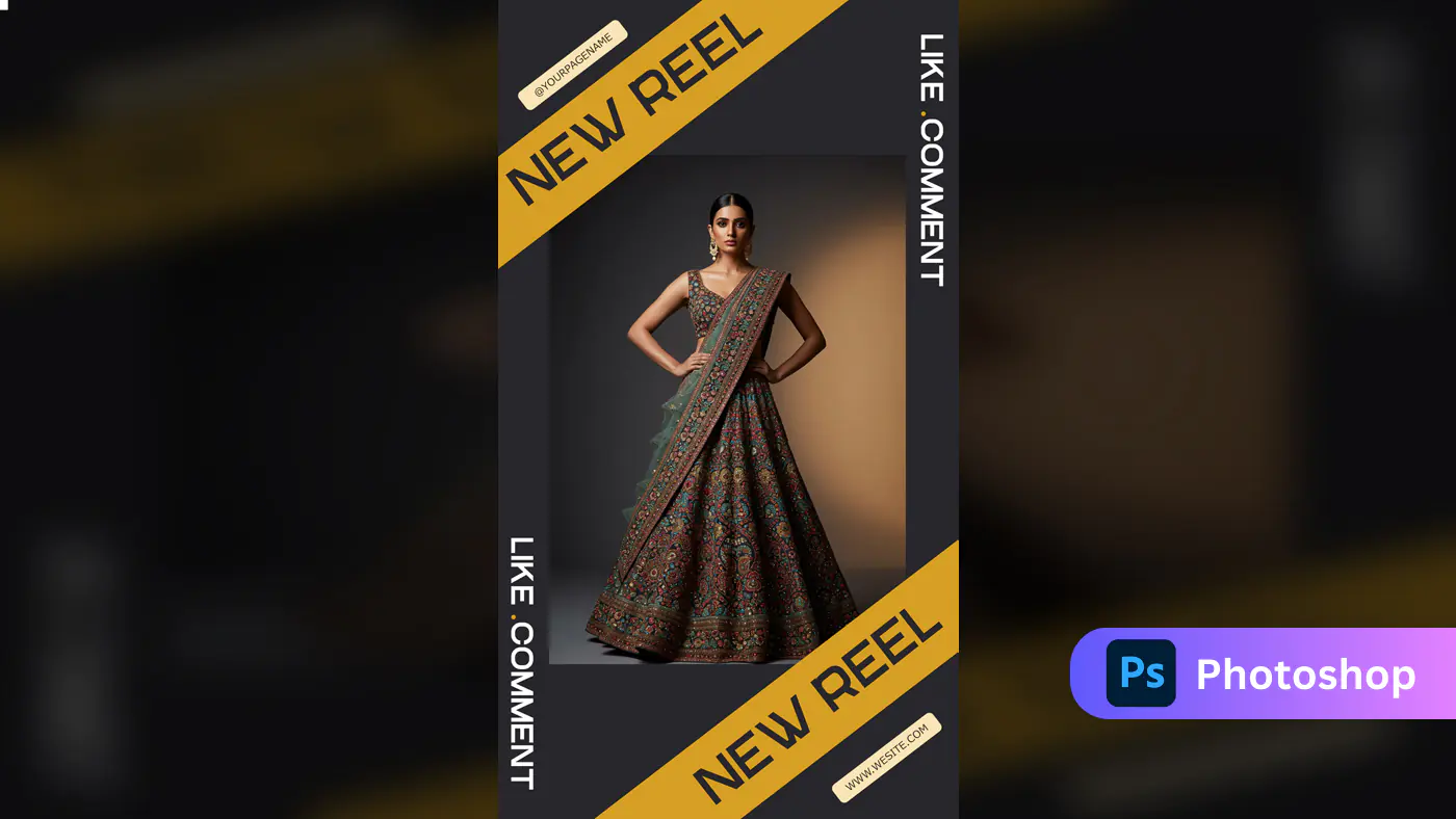 Instagram Reel Promotion Template with Indian Woman in Designer Lehenga
