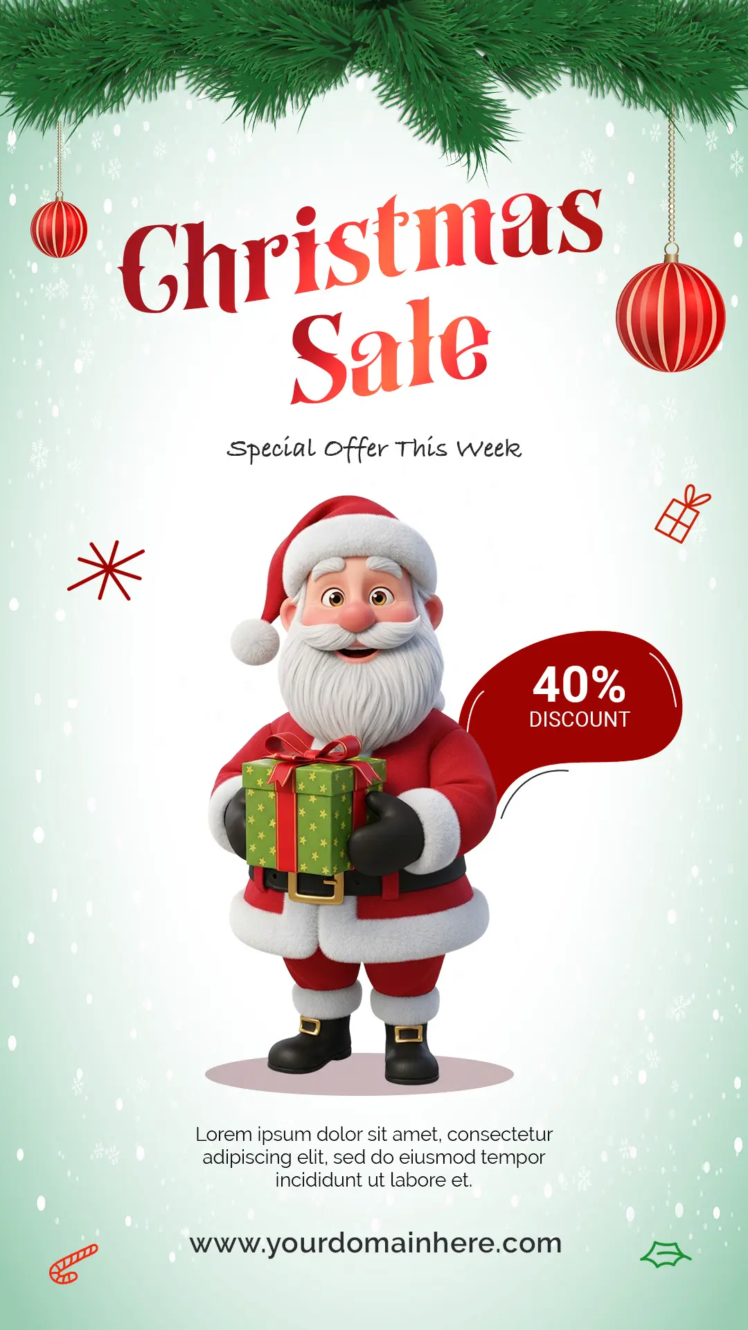 3D Santa Christmas Sale Banner Template
