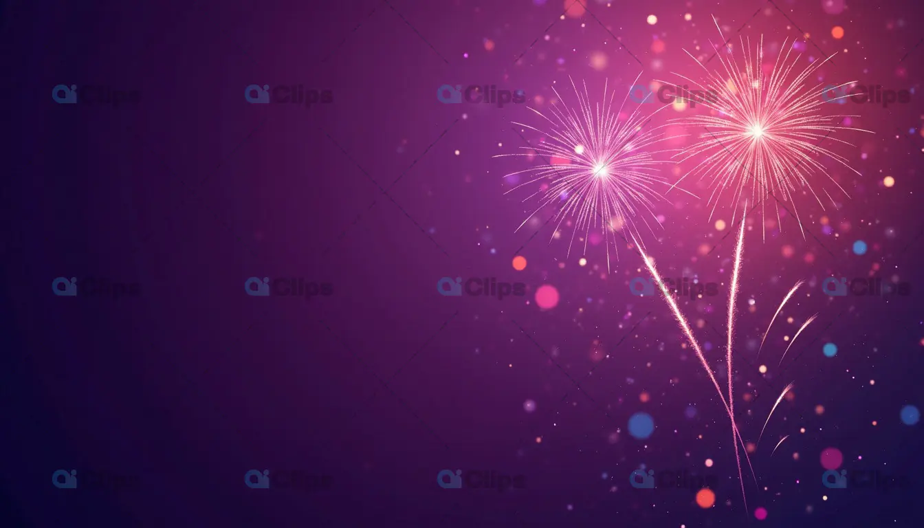 Purple Fireworks Burst Celebration Background
