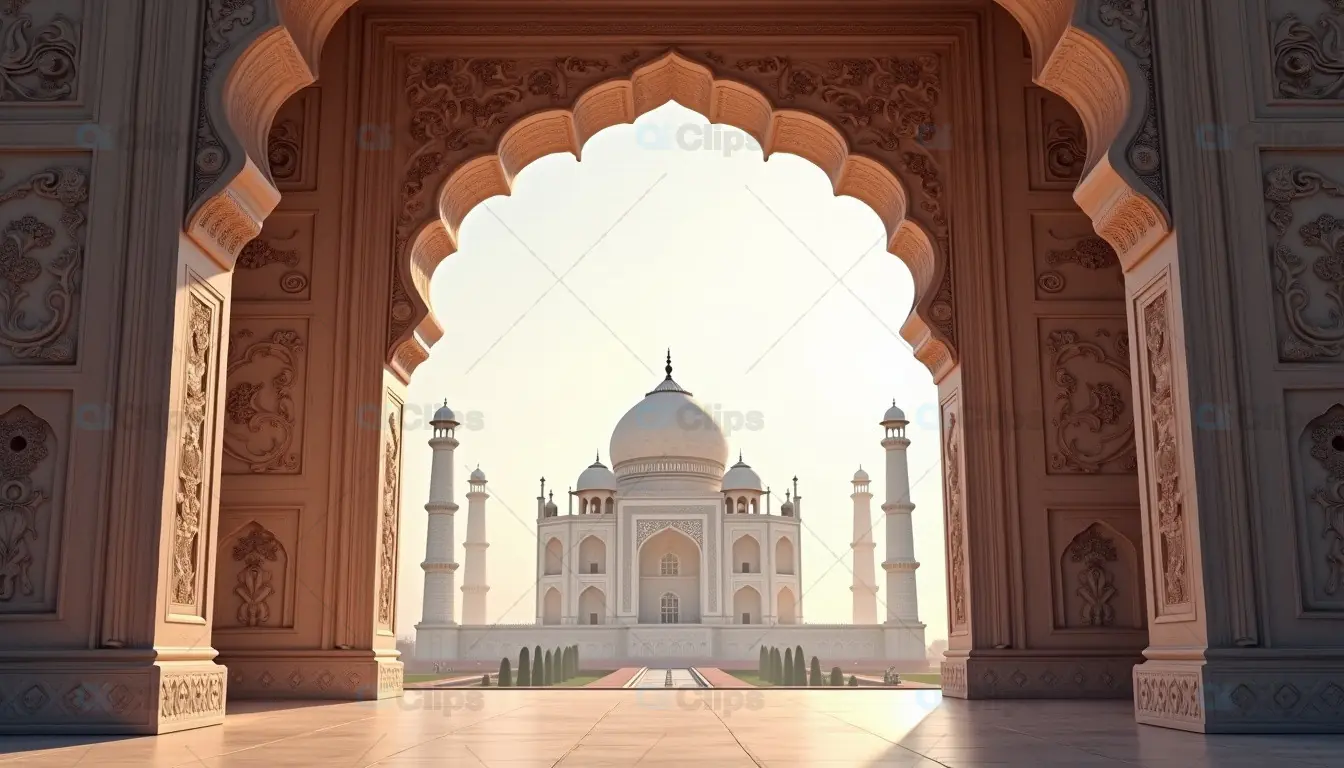 Taj Mahal Framed by Traditional Archway