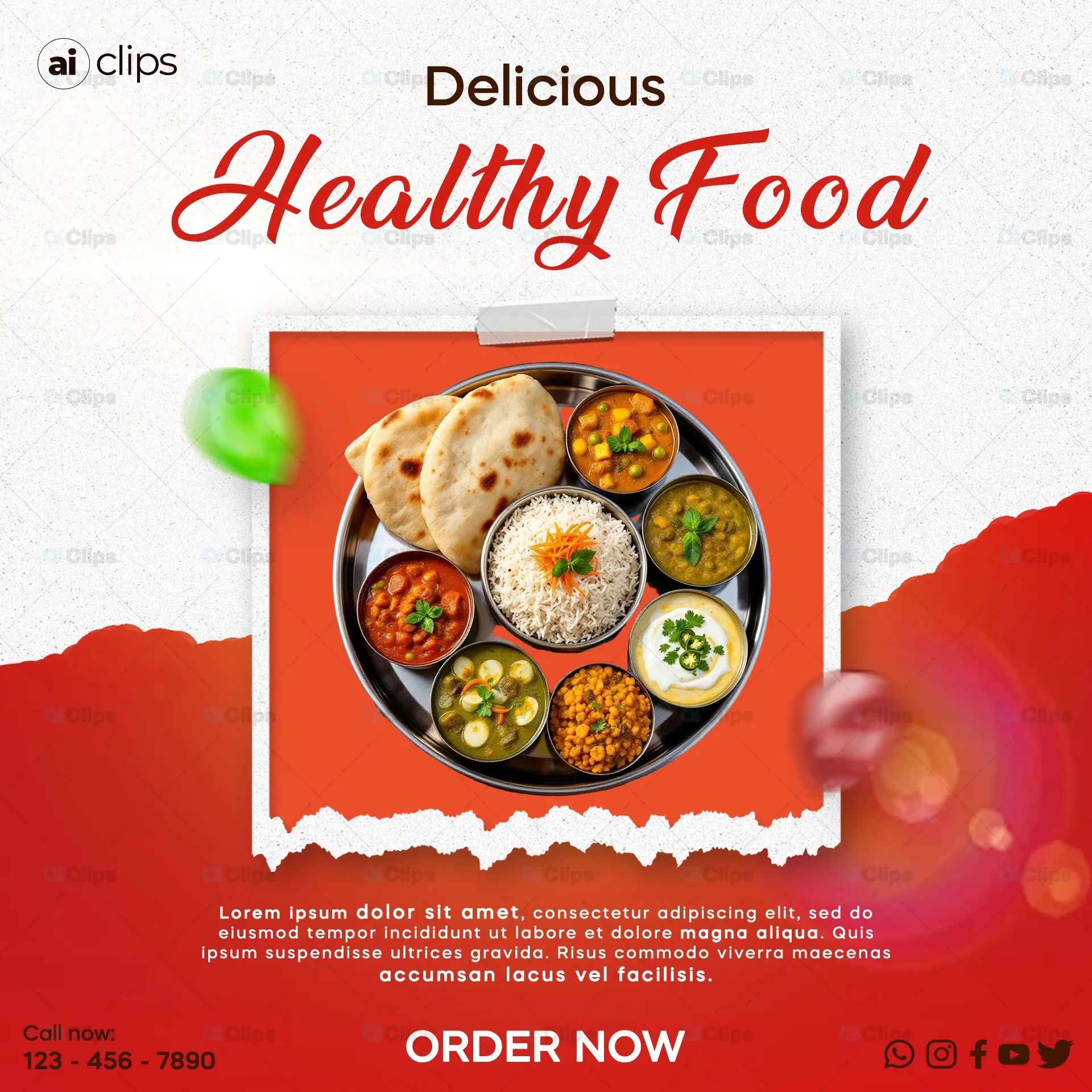 Healthy Food Restaurant Promo PSD Template