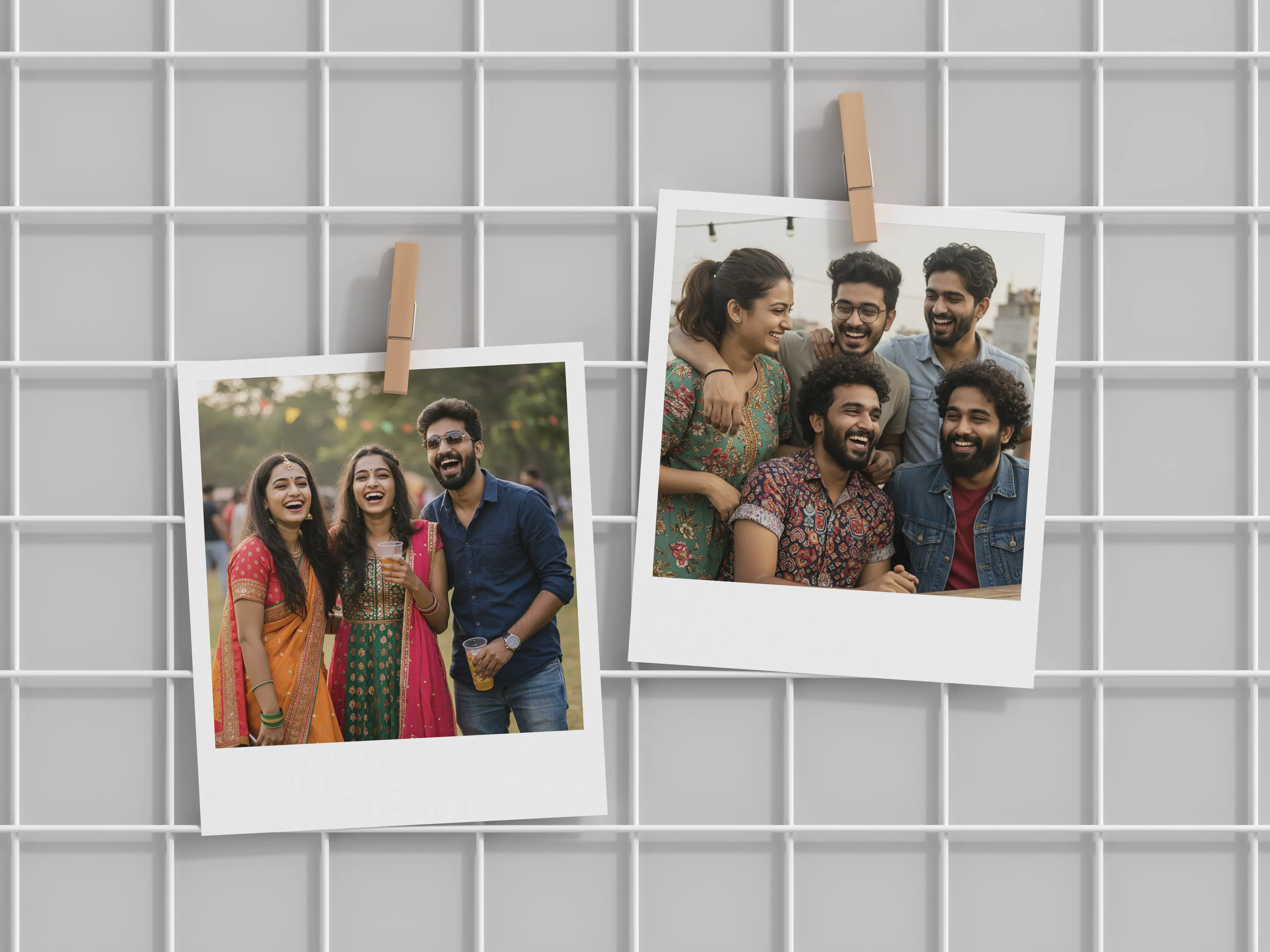 Polaroid Friends Collage Grid Effect