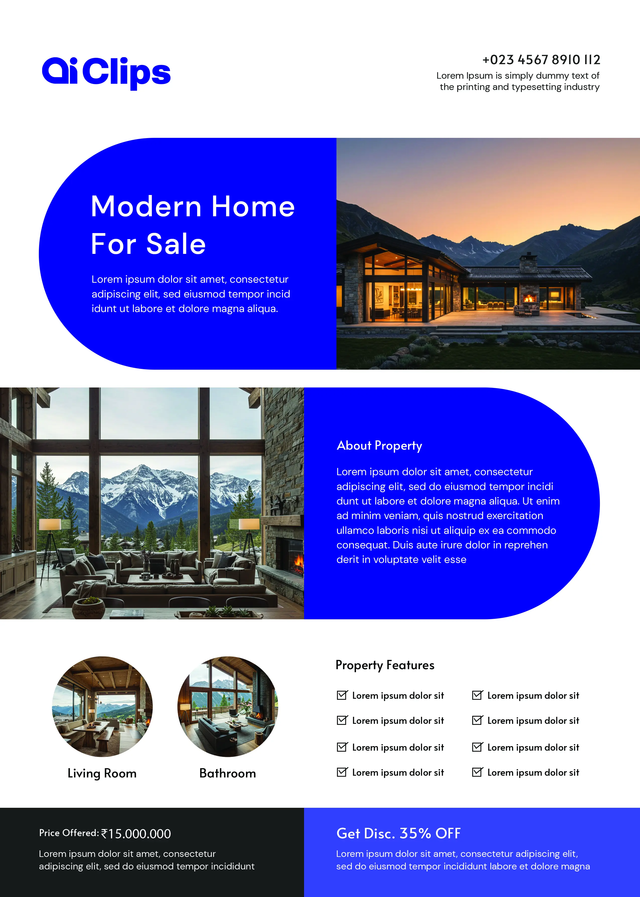 Modern Luxury Mountain Home Real Estate Social Media Template