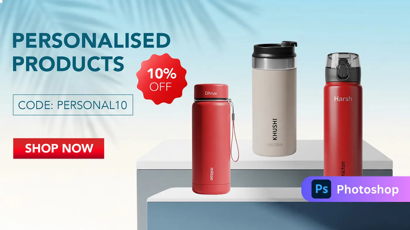 Personalised Flask & Bottle Promo PSD
