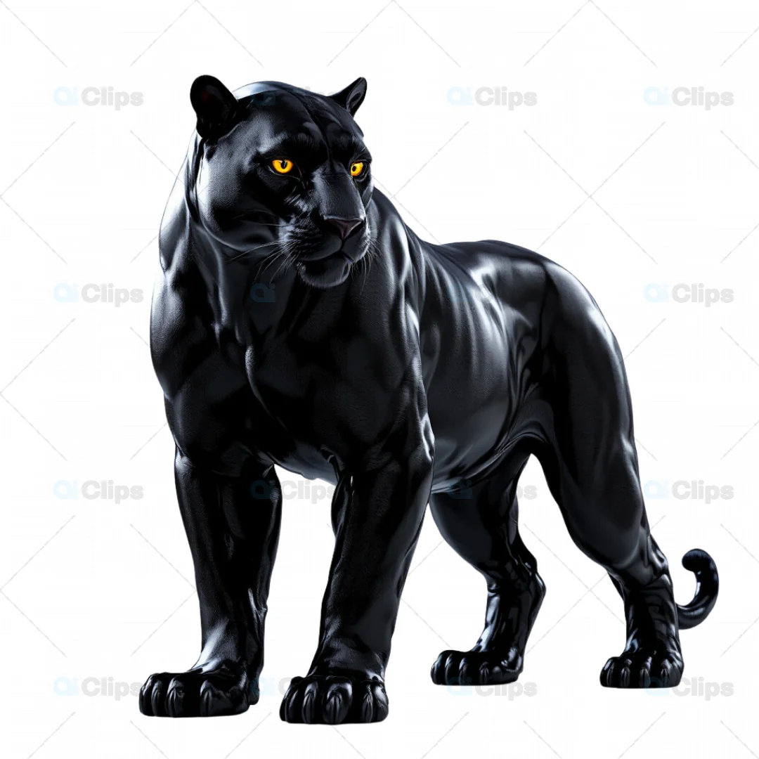 Sleek 3D Black Panther with Intense Stance