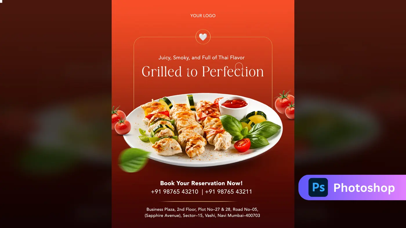 Sizzling Grilled Kebab Ad Template