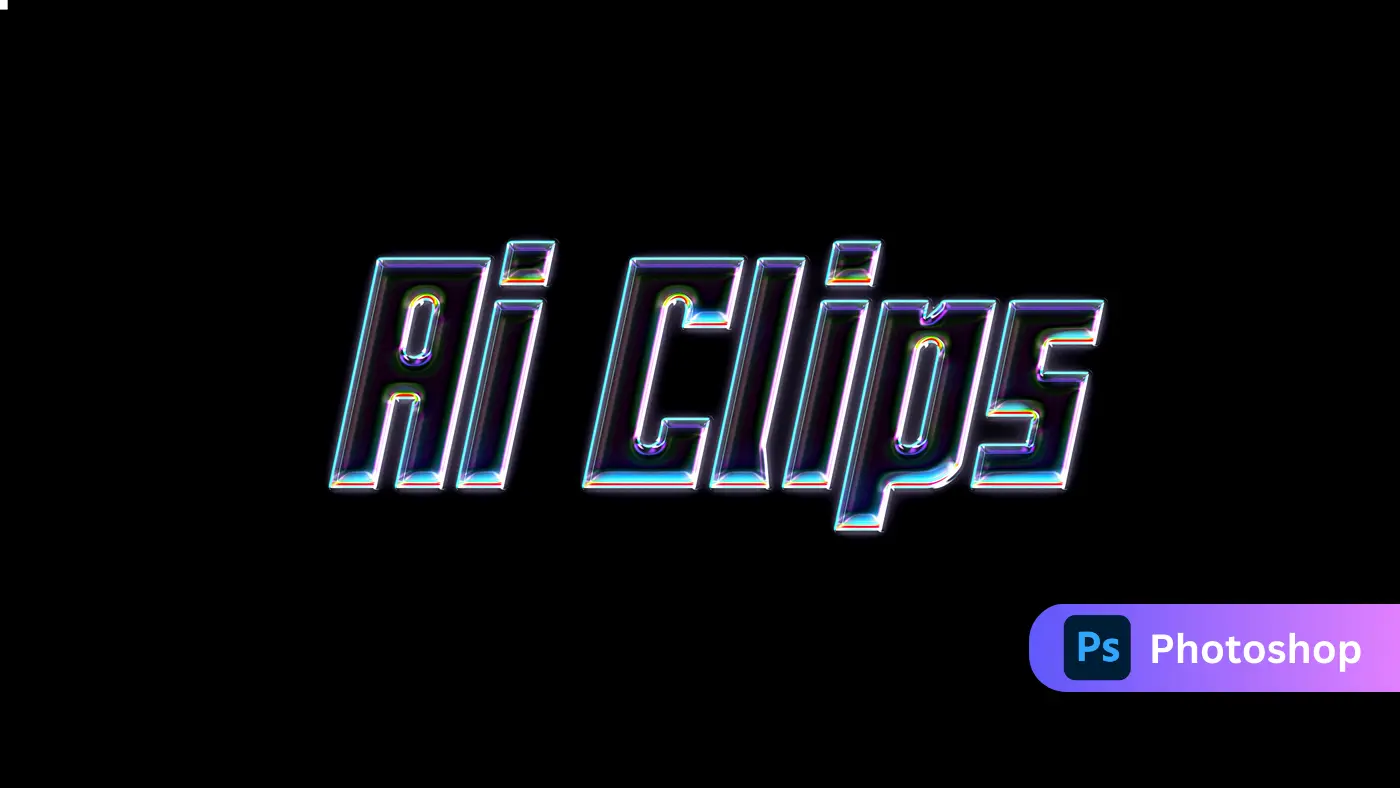 Holographic Chrome Text Effect Futuristic Metallic Typography