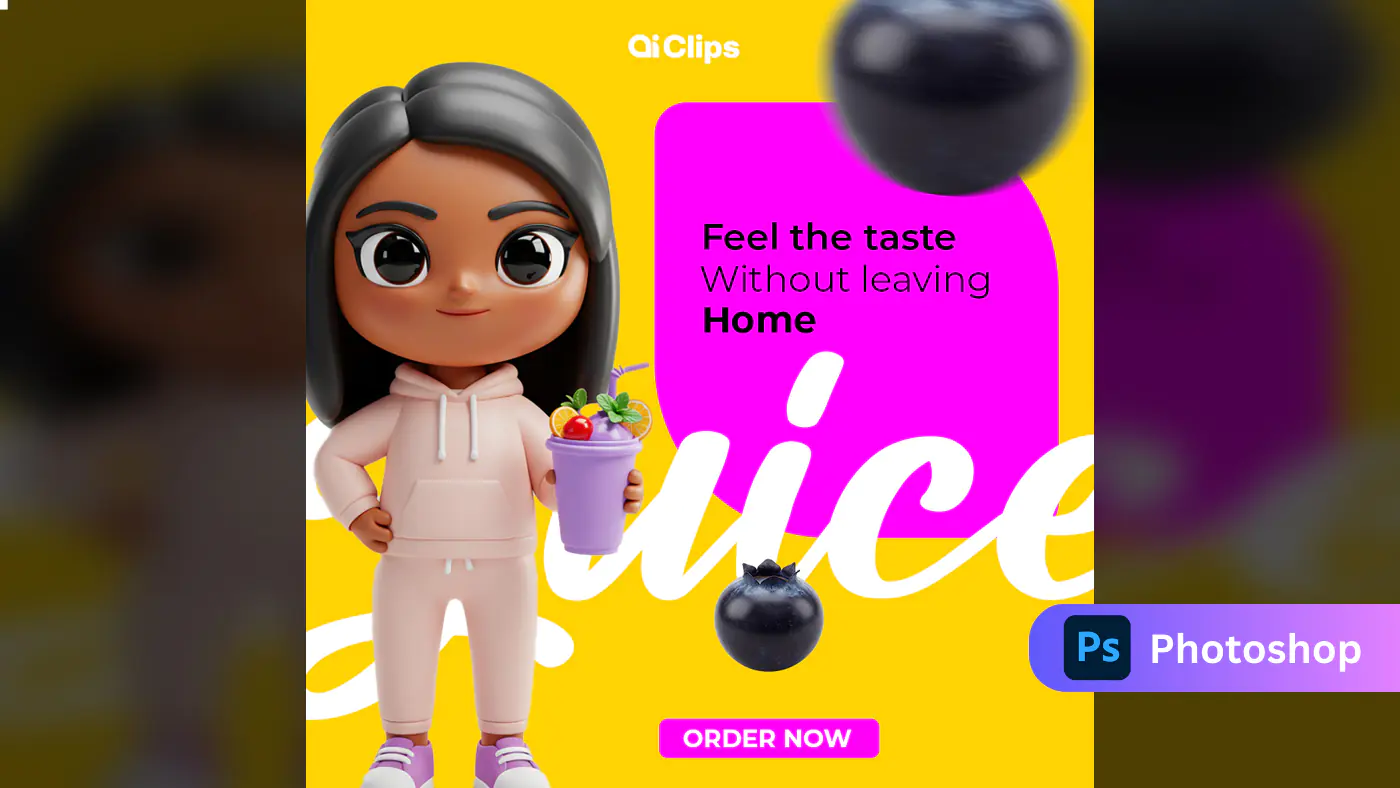 Enhanced Vibrant Juice Delivery Ad Template