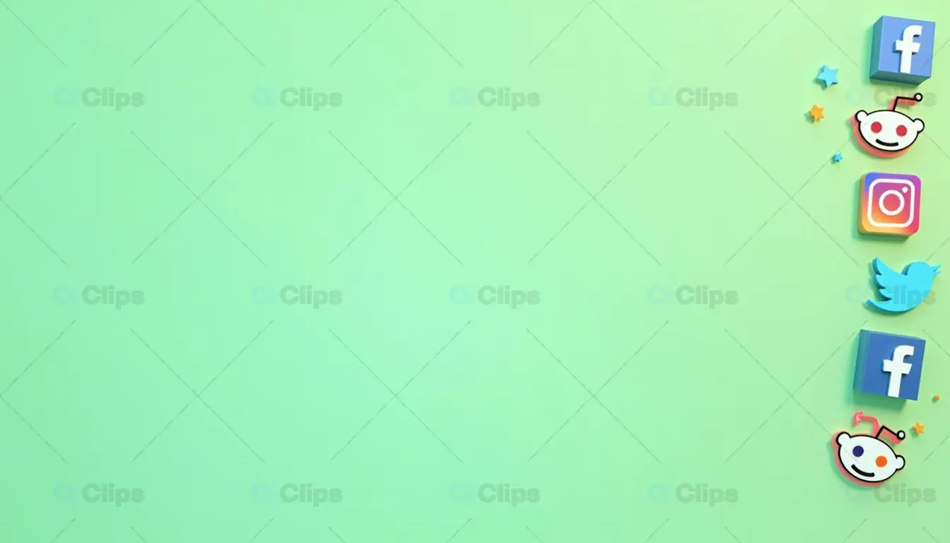 Modern Social Media Icons with Green Background