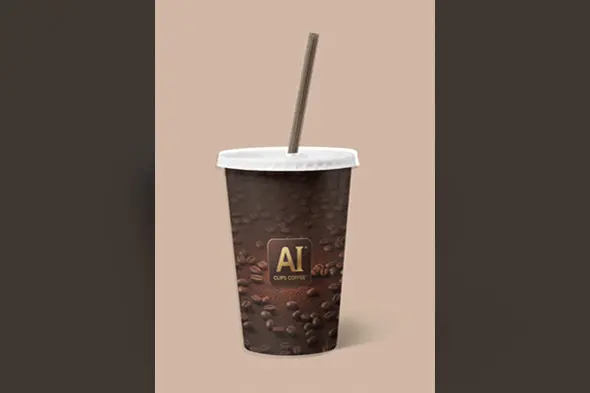 Coffee Takeaway Cup Mockup with Bean Texture
