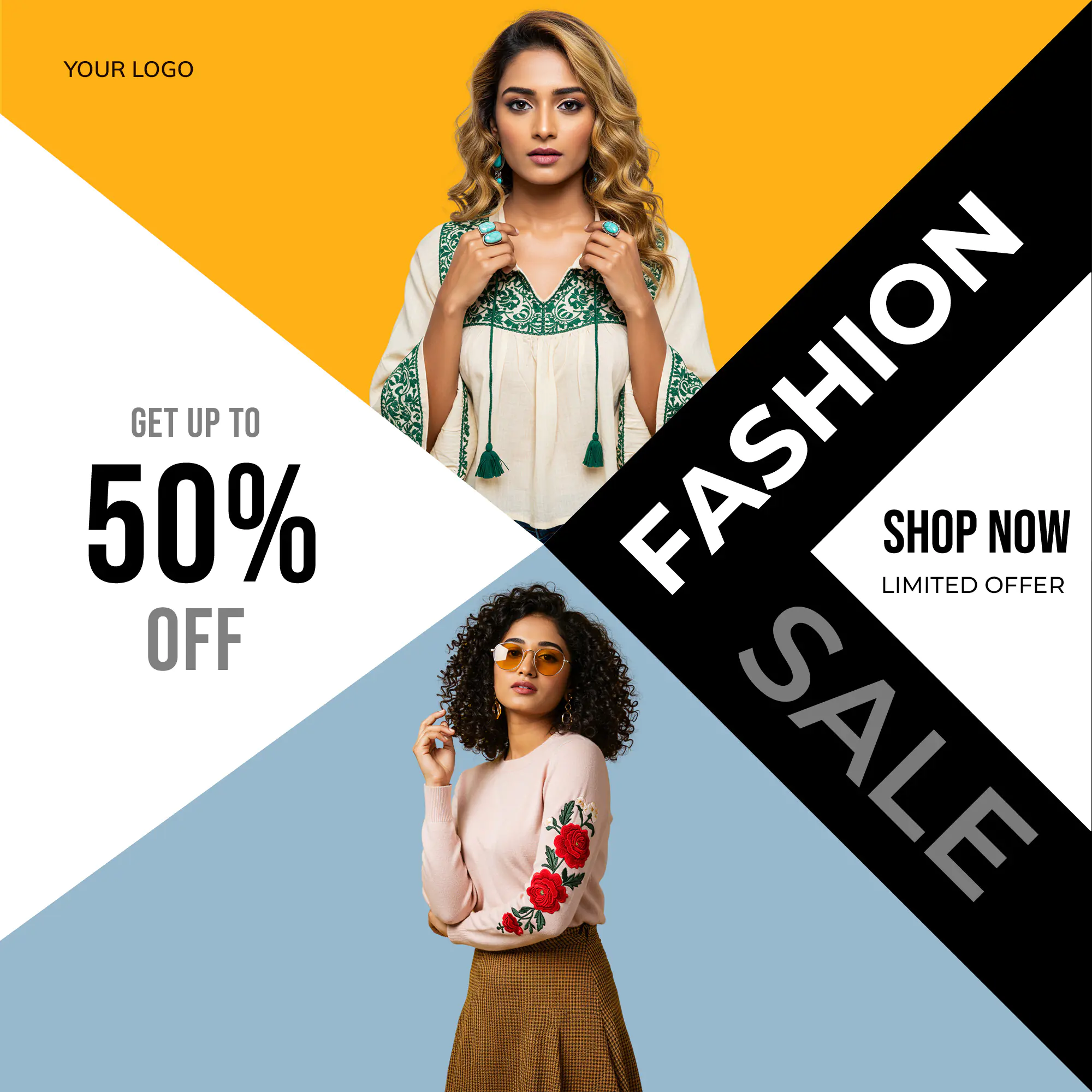 Geometric Fashion Sale Promo Template