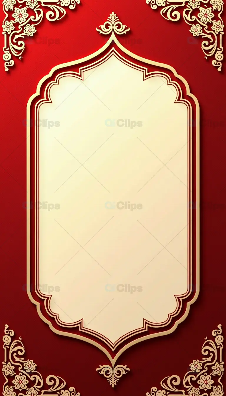 Elegant Red and Gold Ornate Invitation Frame