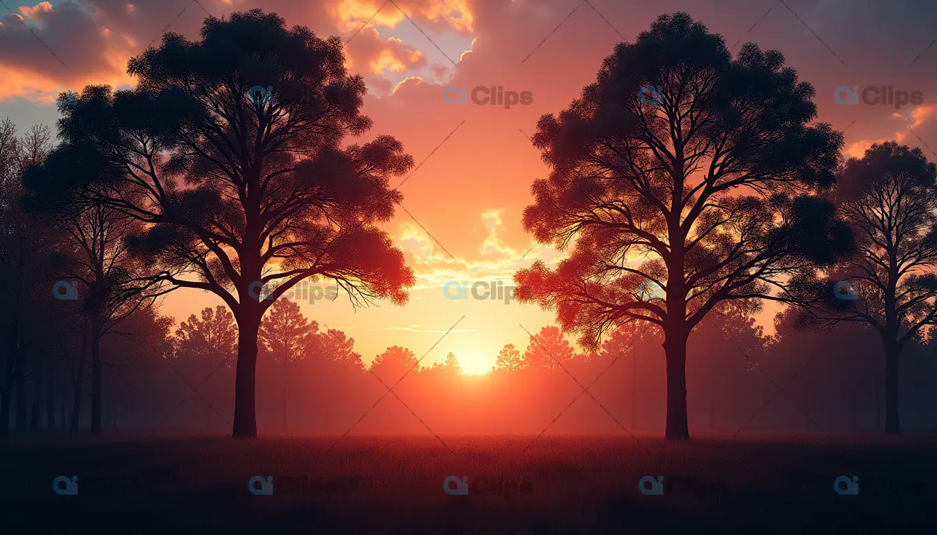 Sunset in Tranquil Forest