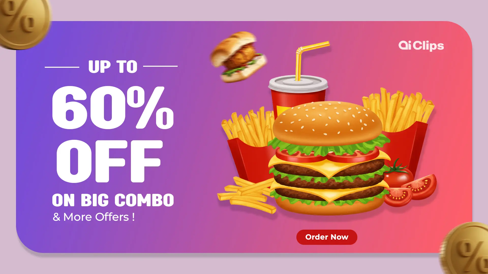 Dynamic Fast Food Offer Photoshop Template for Promotions