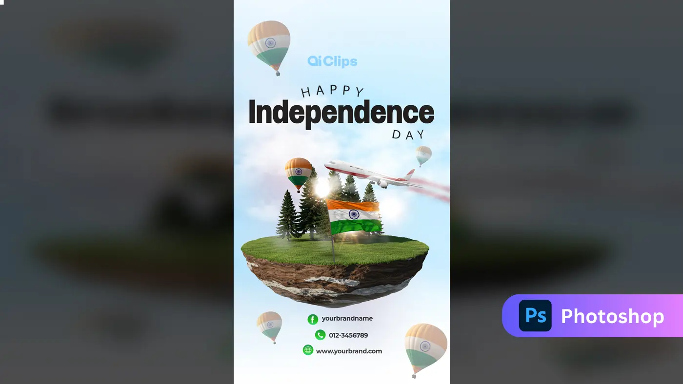 Festive Independence Day Photoshop Template