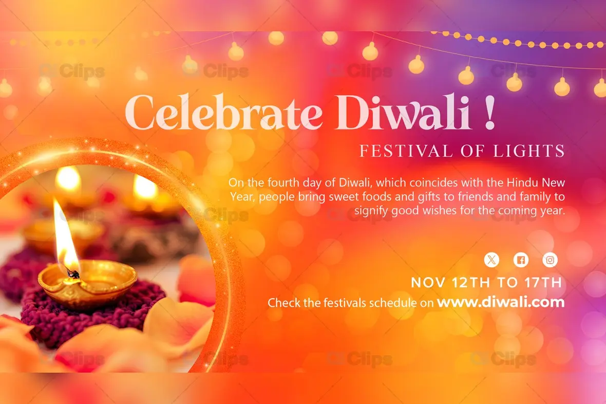 Diwali Celebration Event Banner PSD Template