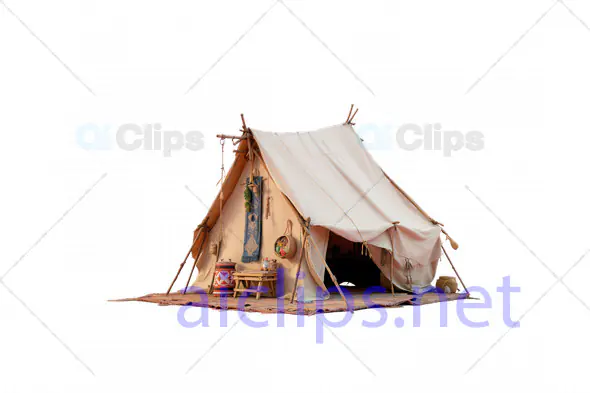 Bohemian 3D Canvas Tent with Rustic Decor Illustration