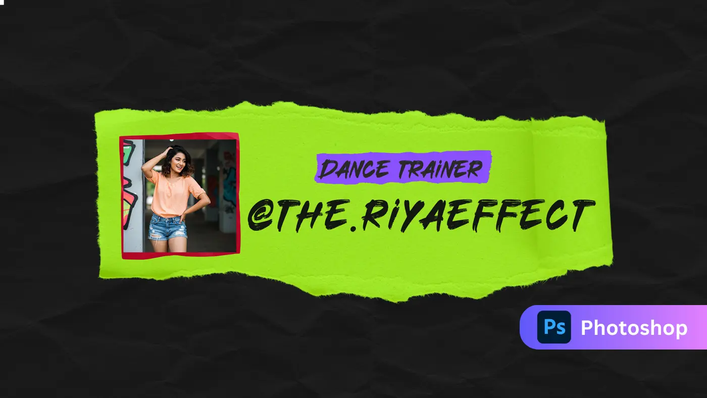 Neon Ripped Paper Dance Trainer Social Handle Template