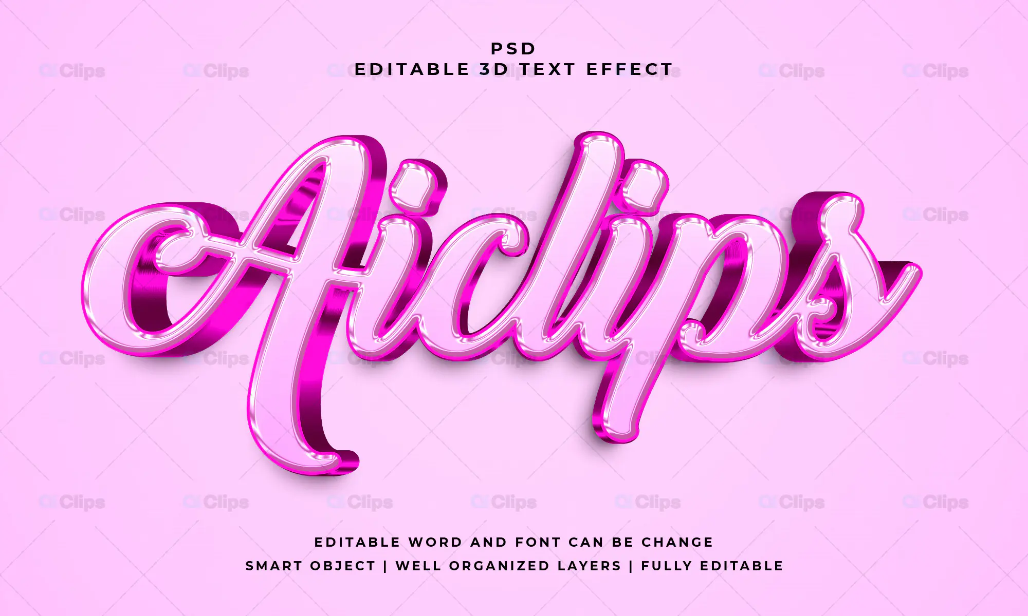 Glossy Pink 3D Text Effects PSD