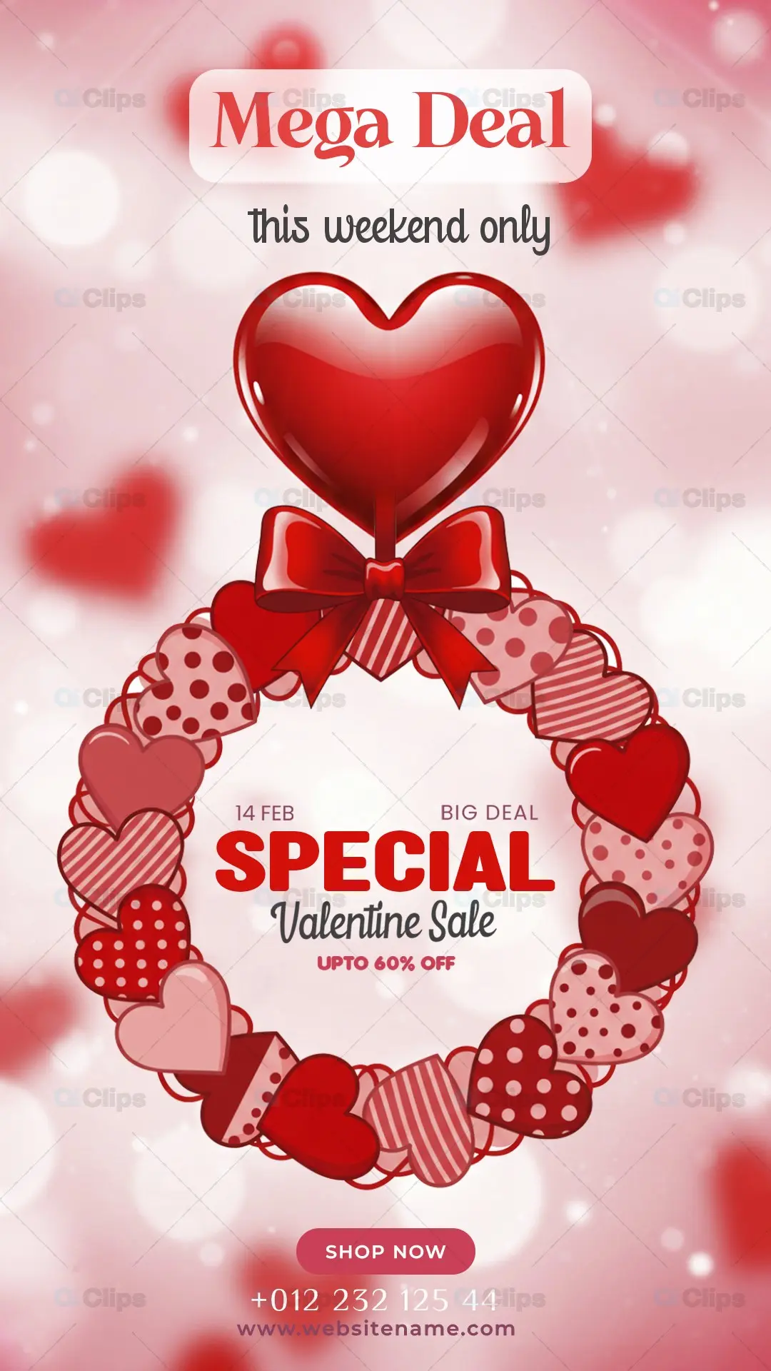 Valentine's Day Sale Photoshop PSD Template | AIClips