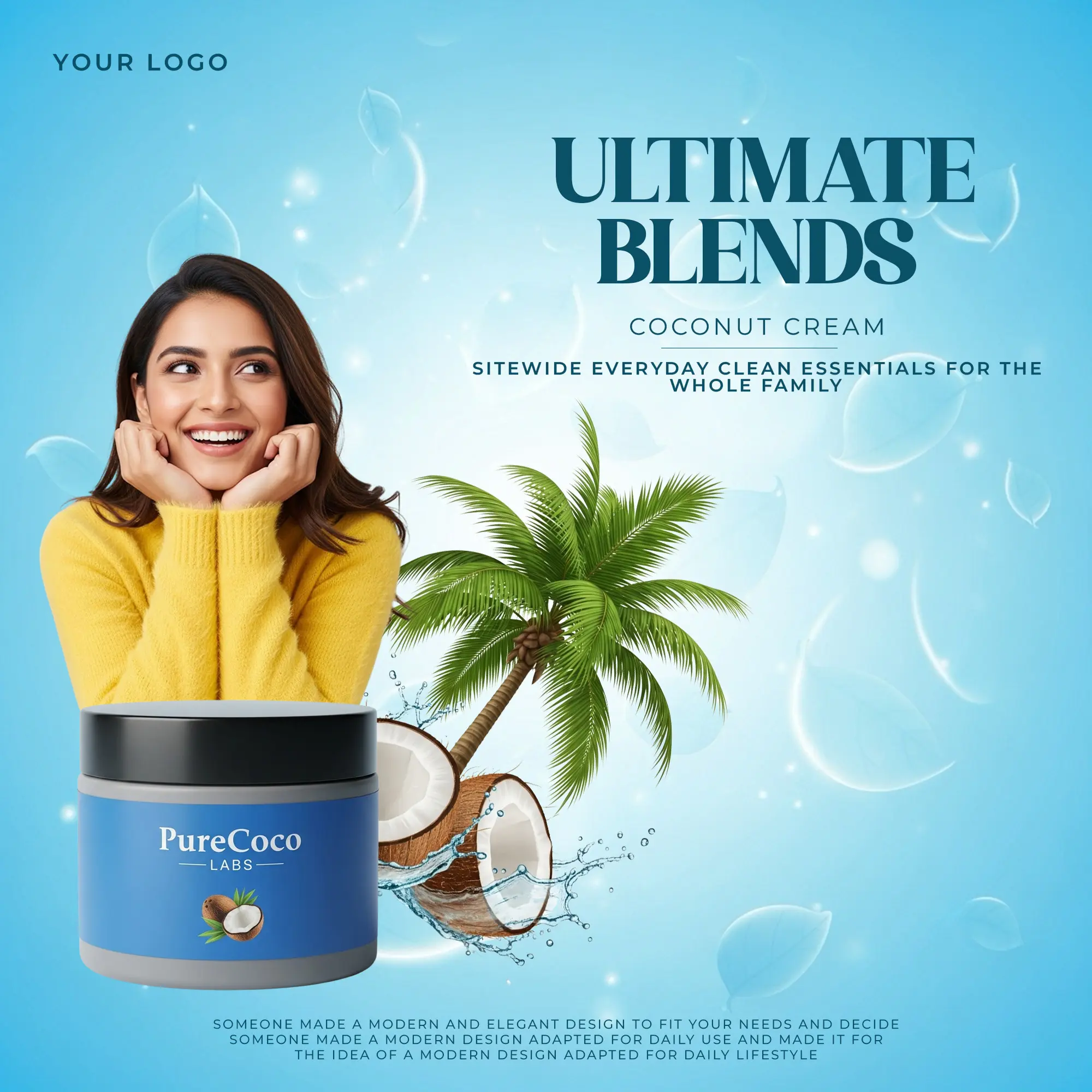 Refreshing Coconut Skincare Ad Template