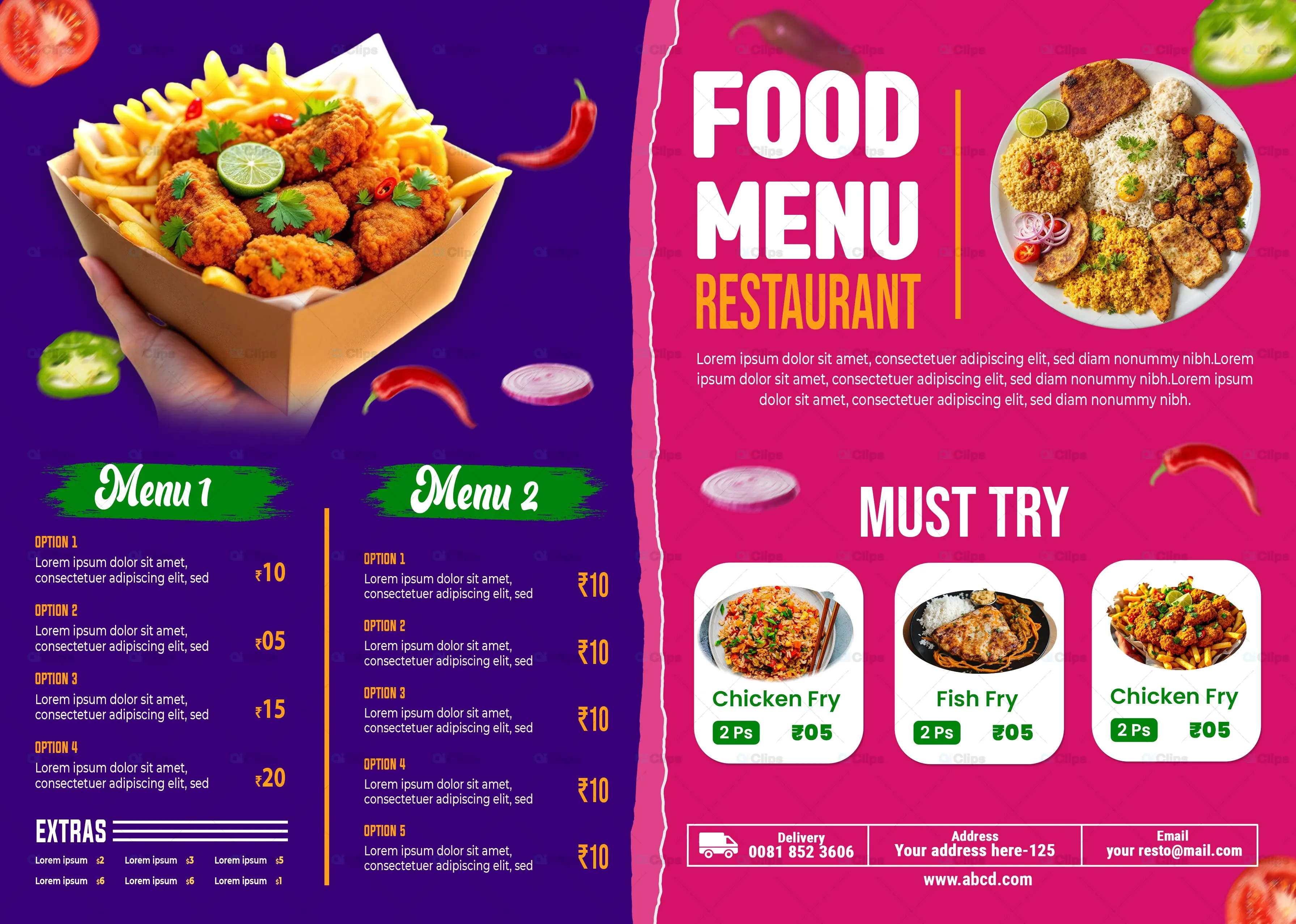 Vibrant Food Menu PSD Template