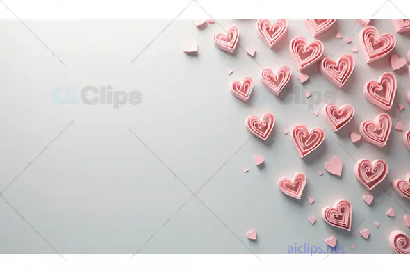 Pink Paper Quilling Hearts in Cascading Design
