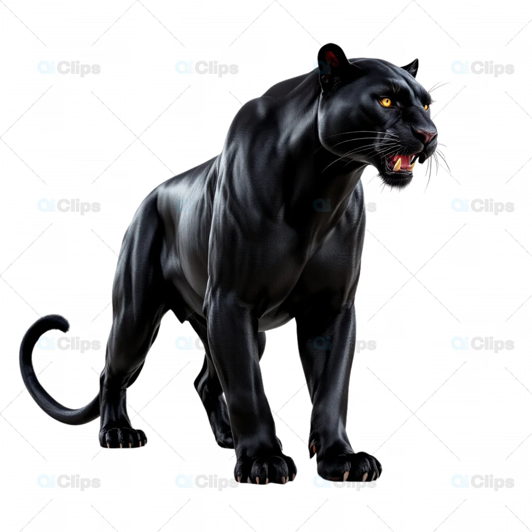 Fierce 3D Black Panther Roaring with Muscular Build