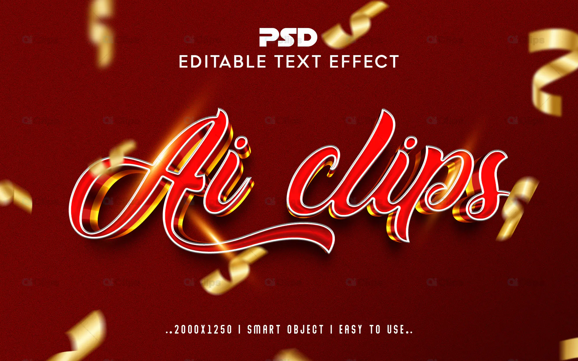 Festive Red Script Text Effect PSD