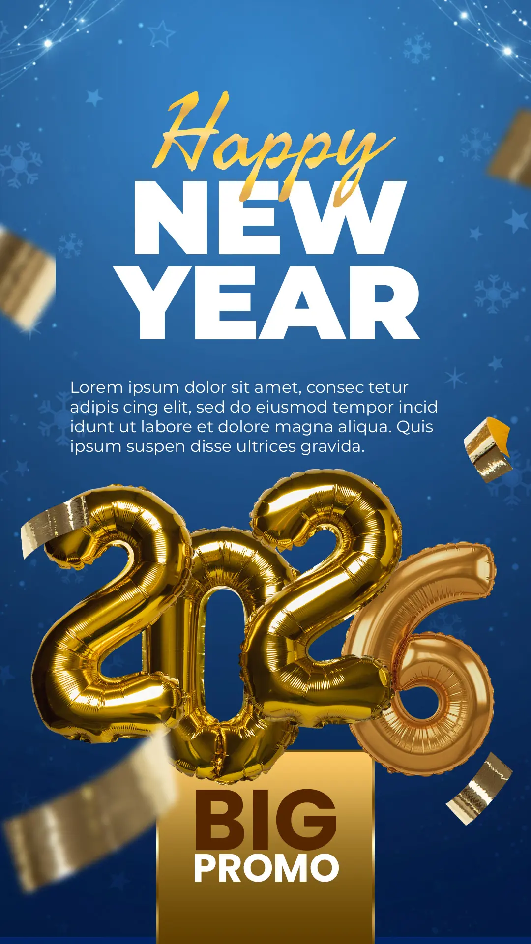 Blue Gold 2026 New Year Promo Template