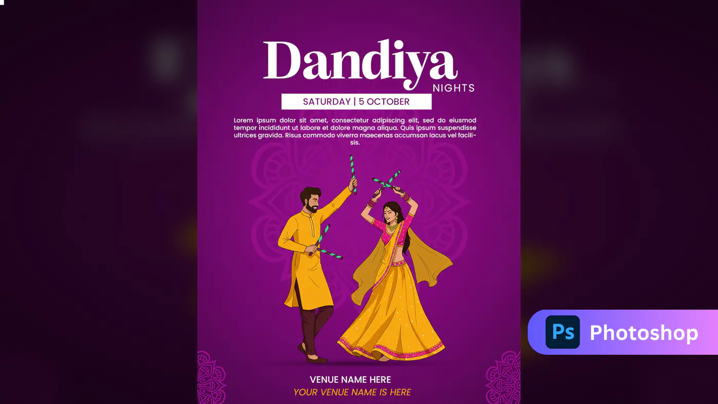 Vibrant Dandiya Nights Event Flyer Template