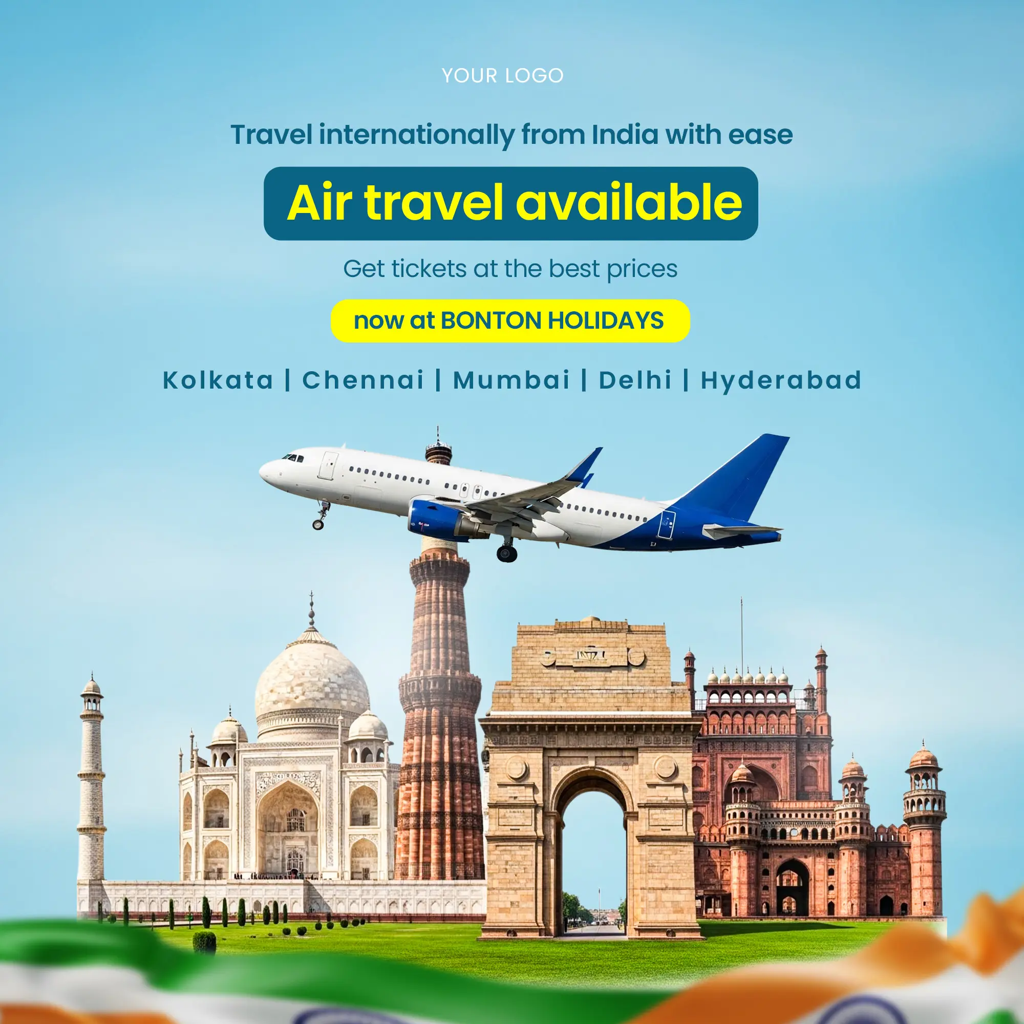 International Air Travel from India Social Media Post