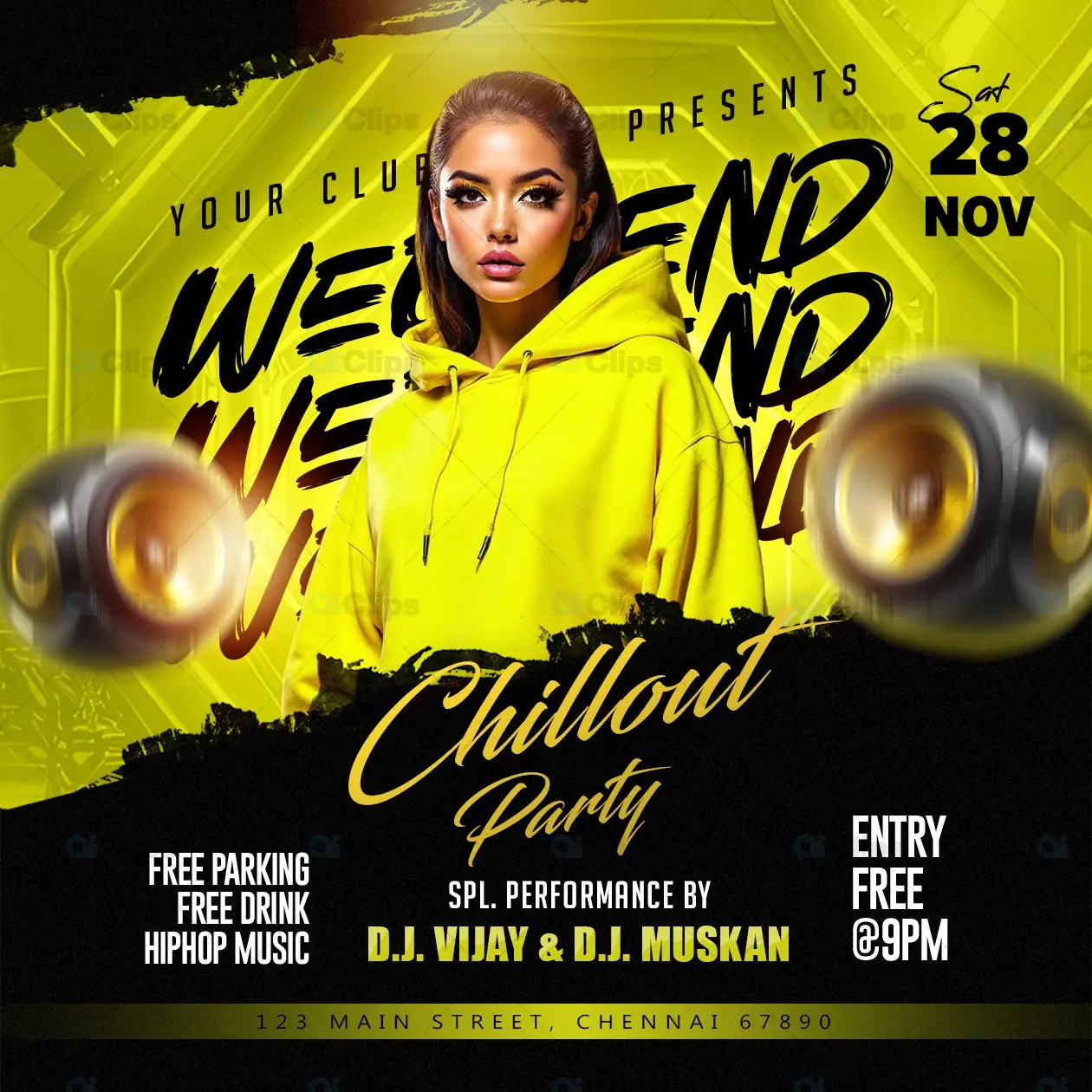 Weekend Chillout Party Flyer PSD Template