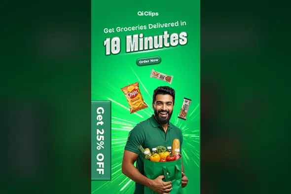 Grocery Delivery PSD Template – Online Shopping Promotion Flyer