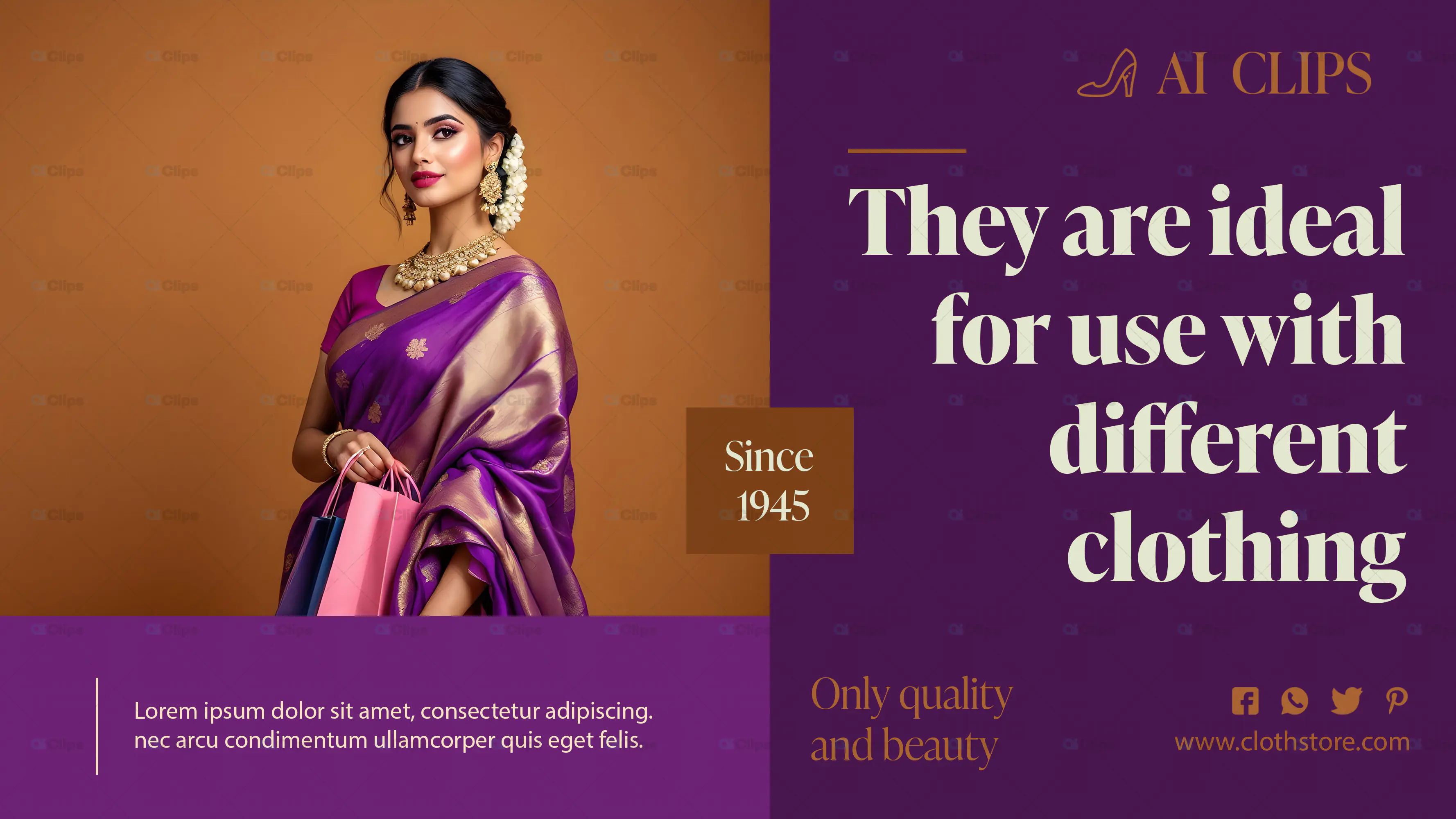 Royal Purple Saree Ad Banner
