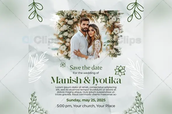 beautiful Elegant Save the Date Wedding Invitation PSD Template