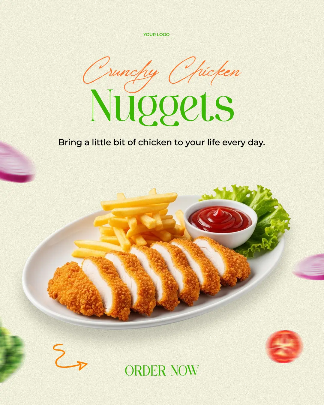 Golden Fried Chicken Nugget Ad Template