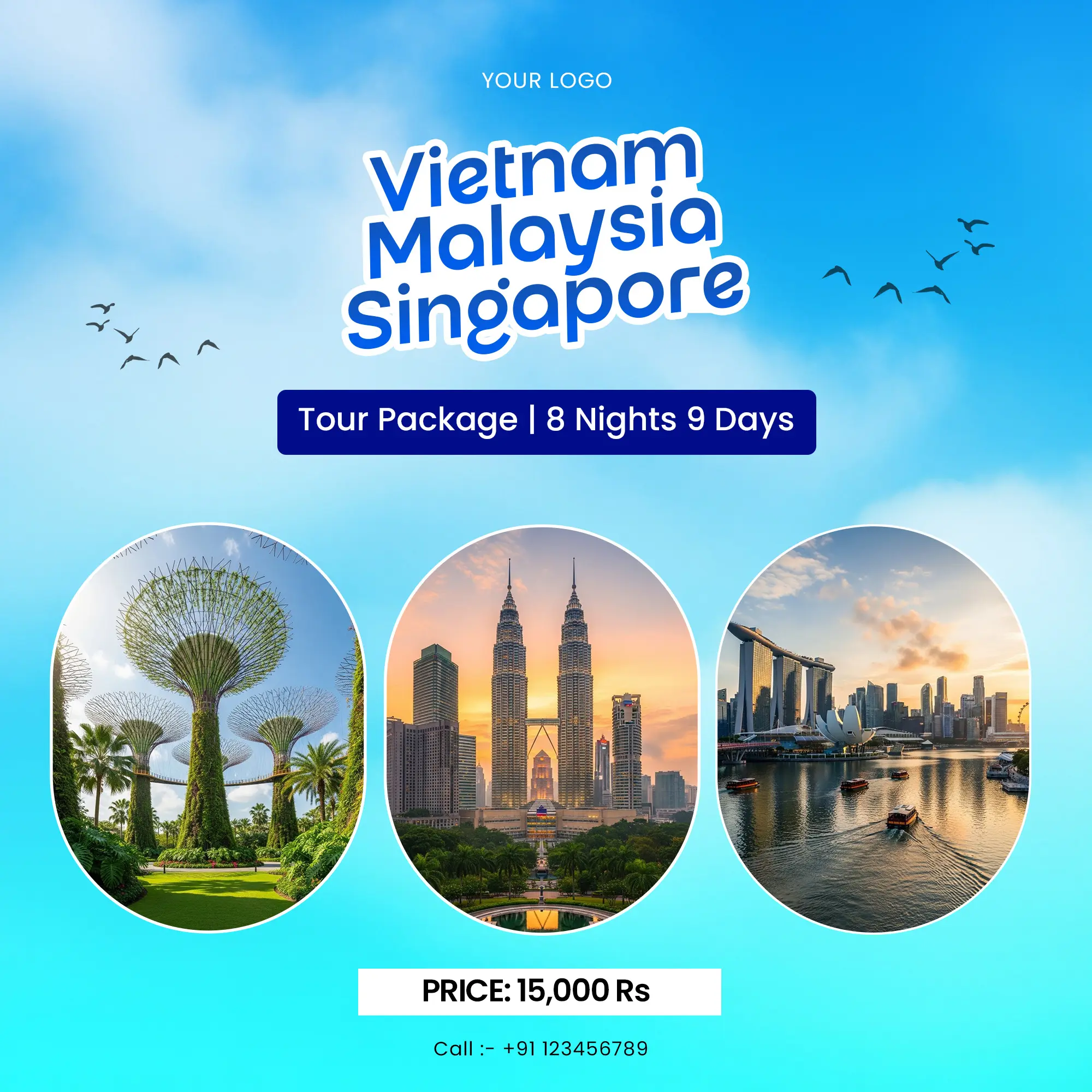Southeast Asia Tour Package Social Media Template