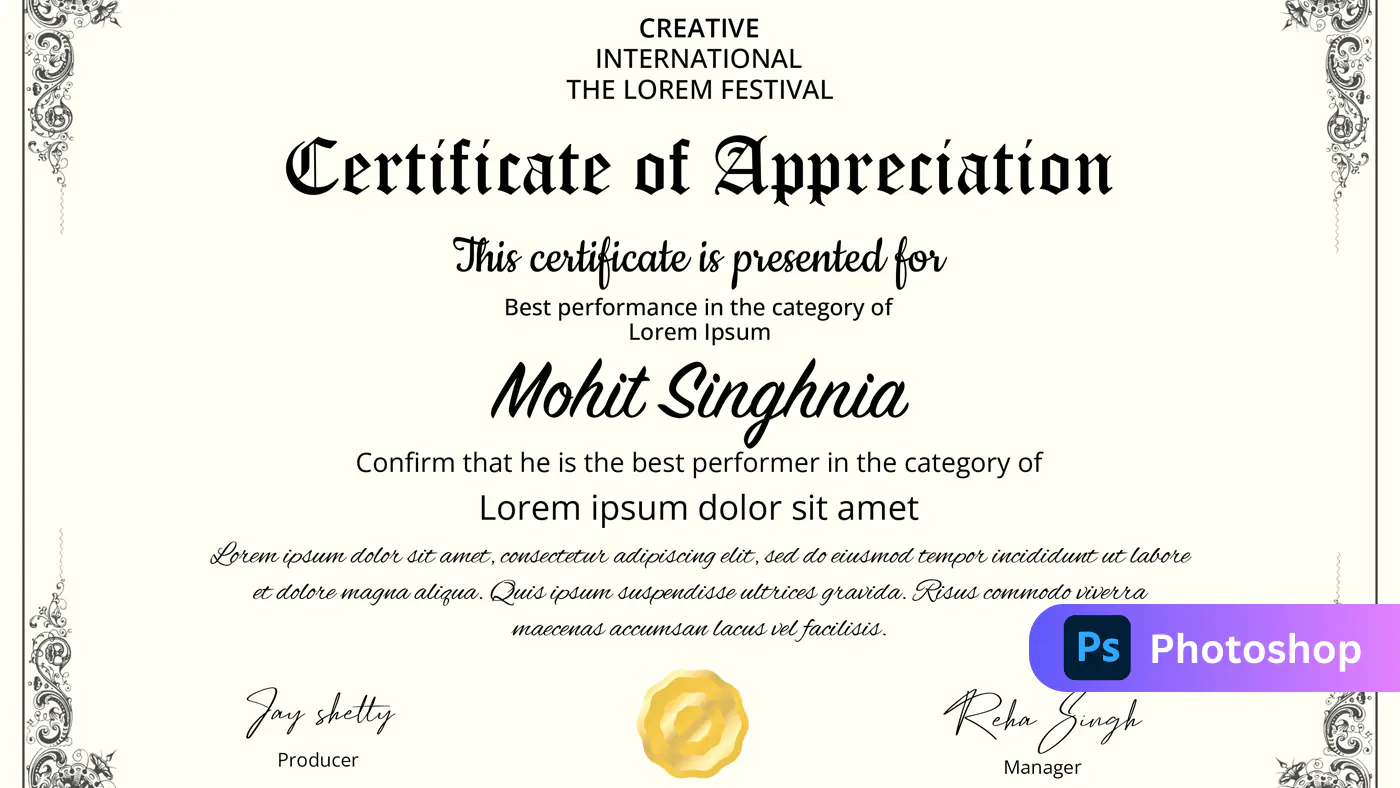 Vintage Festival Appreciation Certificate Template