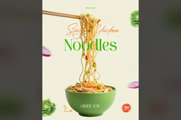 Spicy Chicken Noodle Ad Template