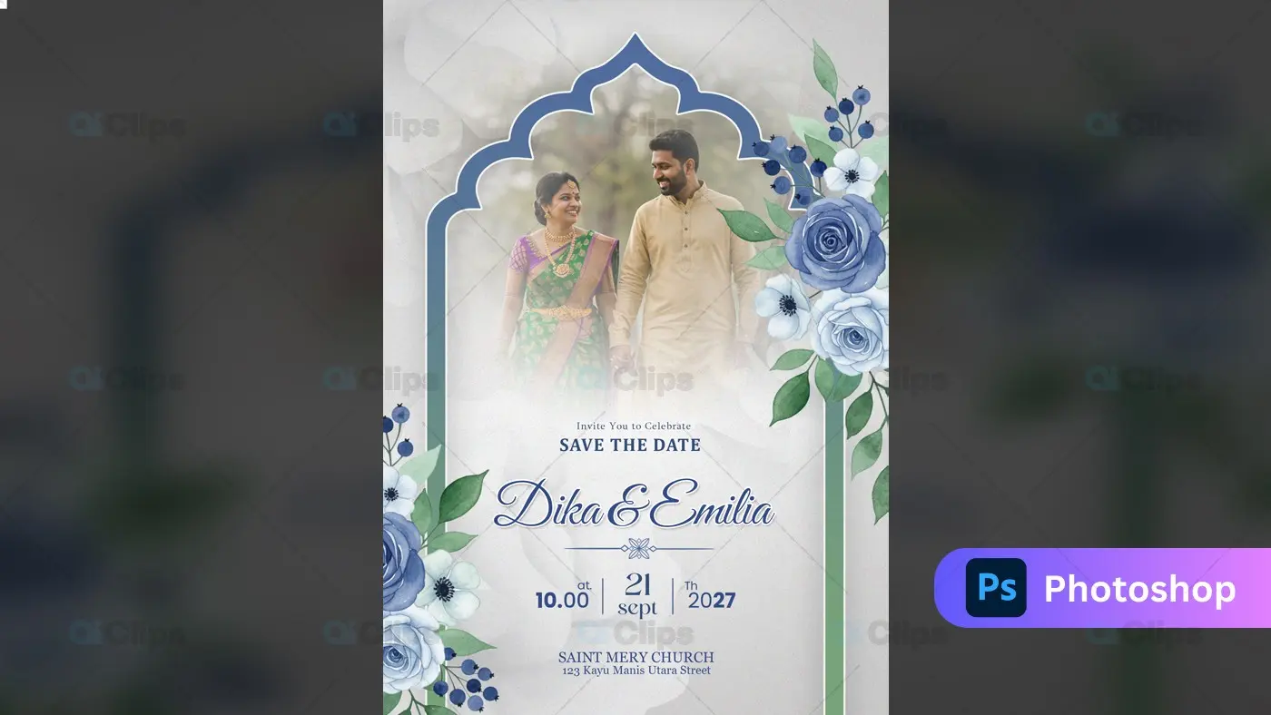 Elegant Indian Wedding Photoshop PSD Template | AIClips