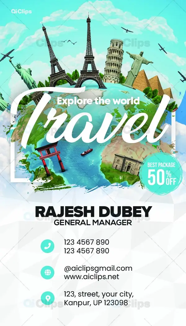 Travel and Tourism Business Card Photoshop PSD Template | AIClips