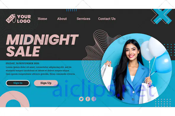 Midnight Sale Website Landing Page PSD Template
