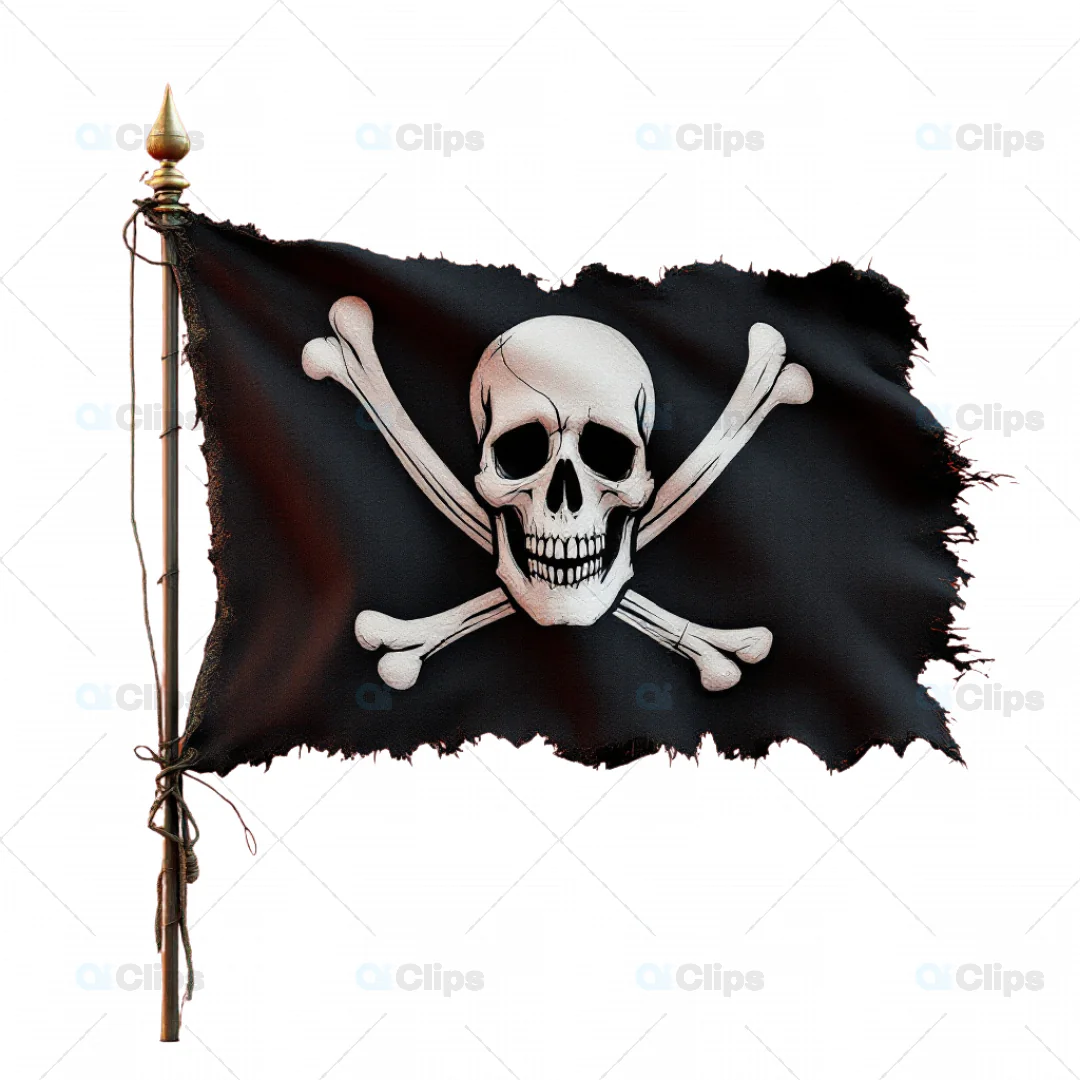Realistic Jolly Roger Pirate Flag 3D Model