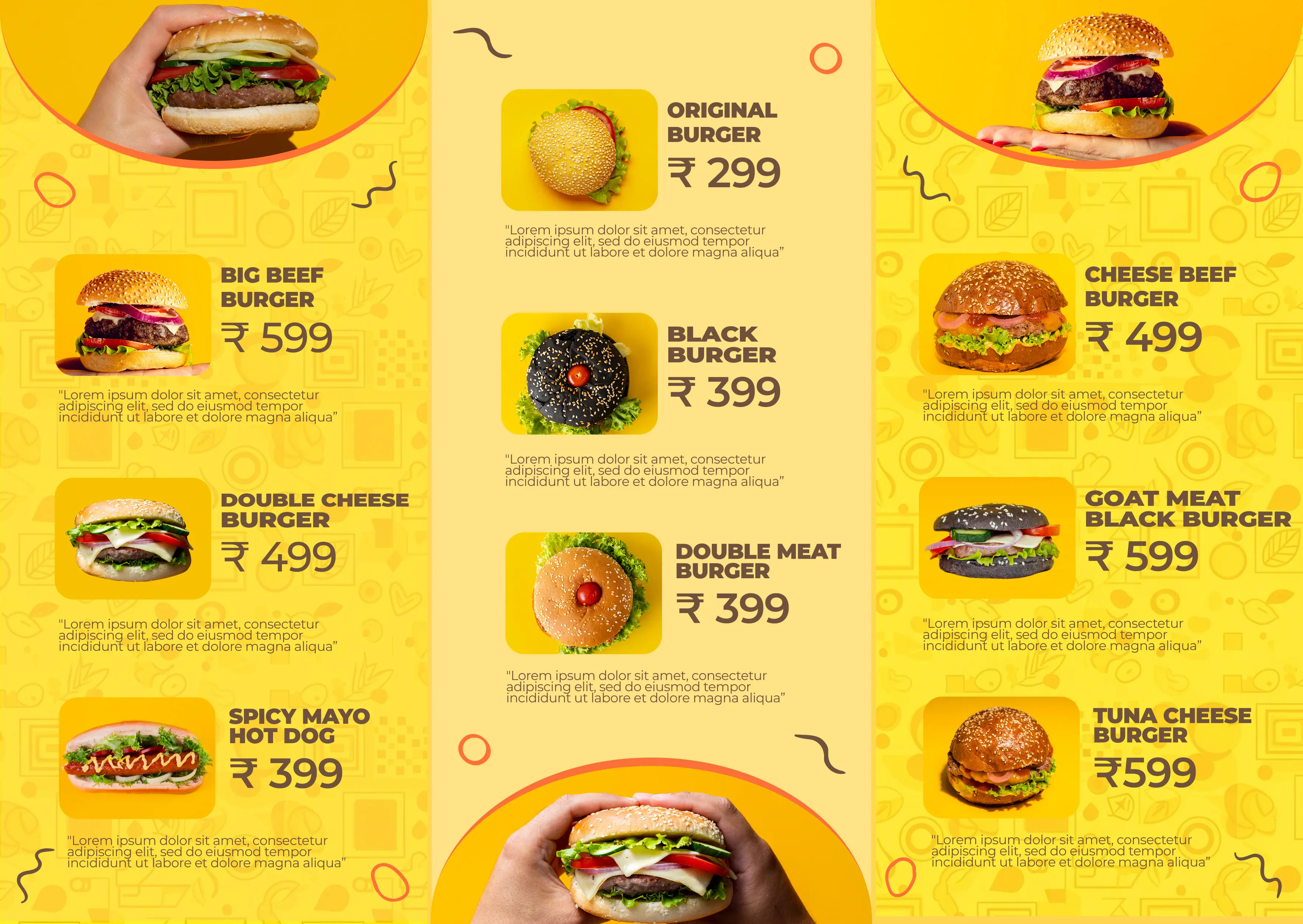 Vibrant Fast Food Menu Board Template