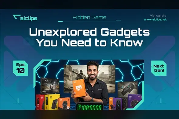 Tech Review Thumbnail Template with Hexagonal Gaming Design
