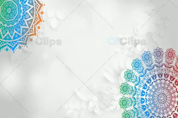 Colorful Mandala Patterns on Elegant White Background with Floral Texture